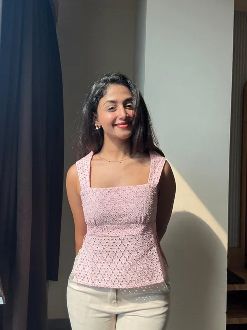 Peach Rose Schiffli Top